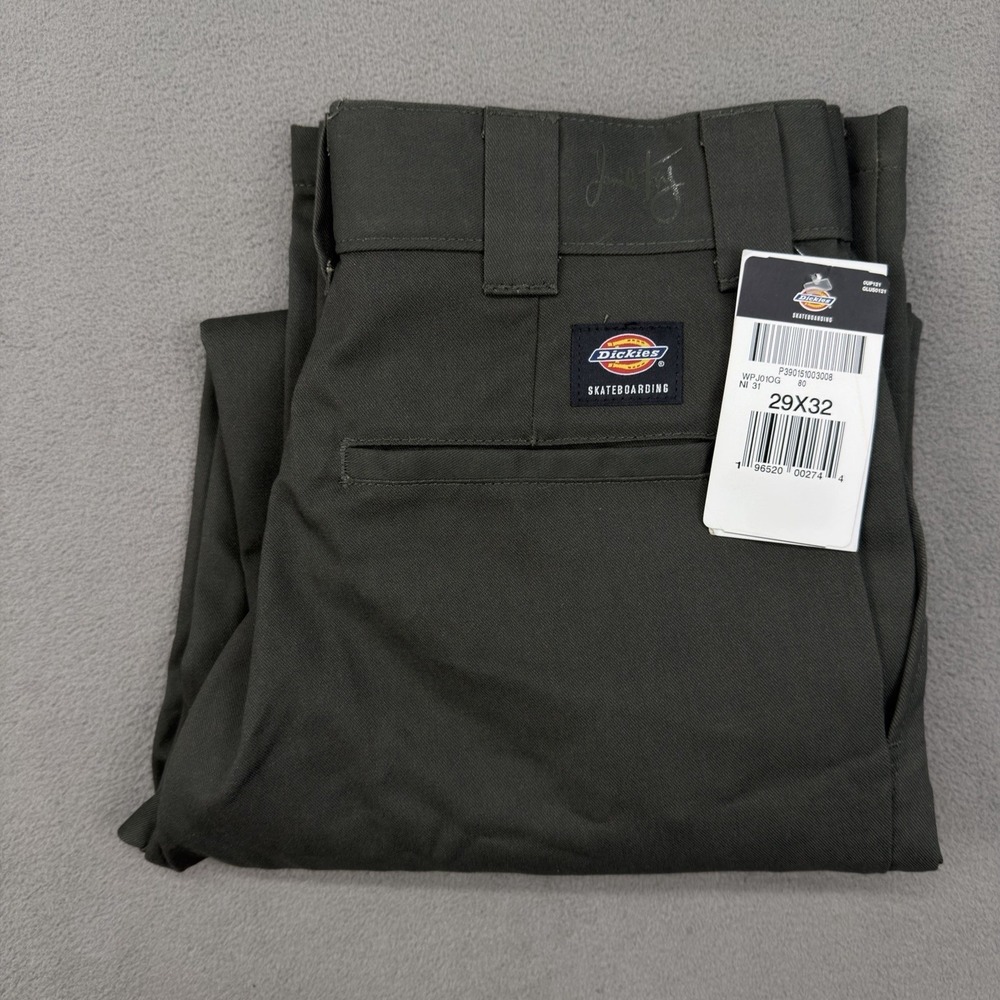 Dickies Skateboarding Pants Mens 29x32 Green Flex Chino Straight Leg Jamie Foy
